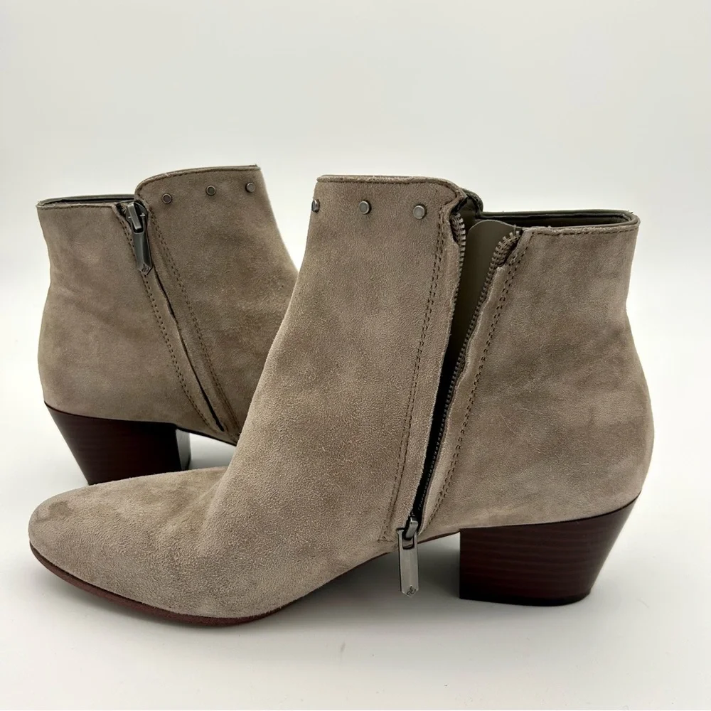 Sam Edelman - Women's Studded Fringe Suede Ankle Boots/ Thick Heels/ Bootie - Picture 6 of 16